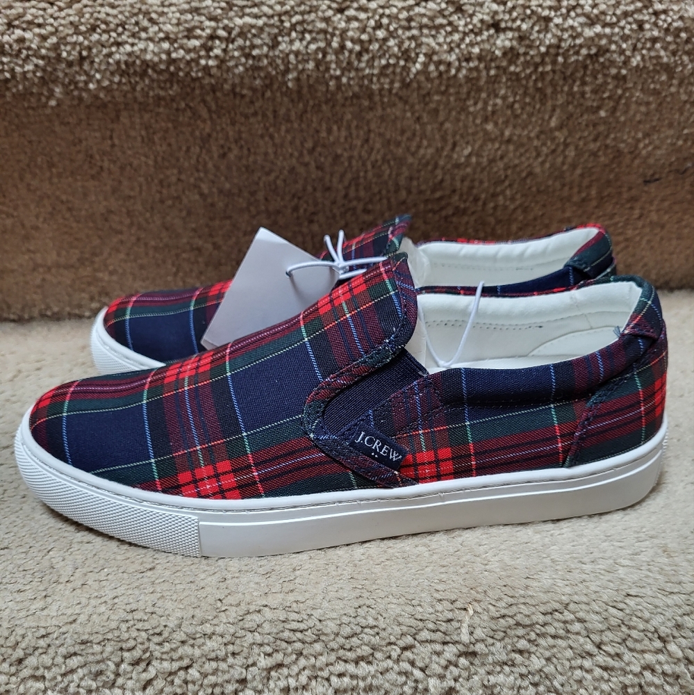 J.CREW Plaid Slip On Shoes Size 8, New With Tags